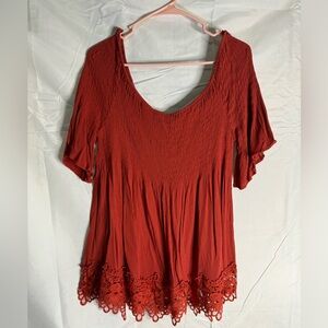 Sienna smocked shoulder shirt 3x